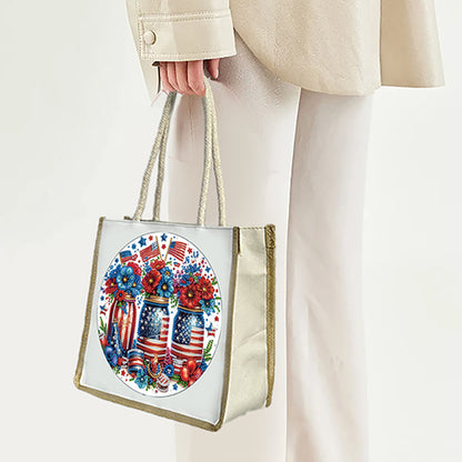 5D Diamond Painting Handbag DIY Linen Shopping Storage Bag Reusable Grocery Bag