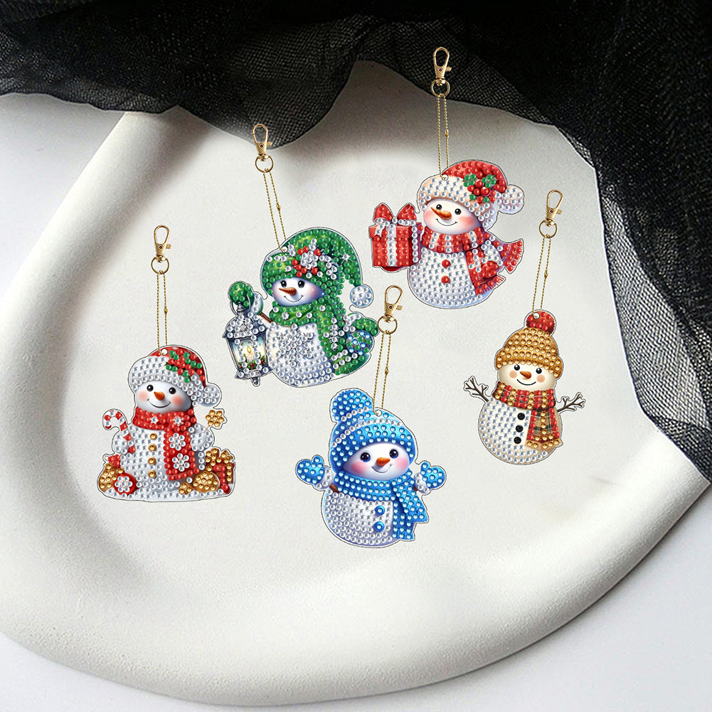 12Pcs Christmas Diamond Painting Keychain Rhinestone Painting Keychain Pendant