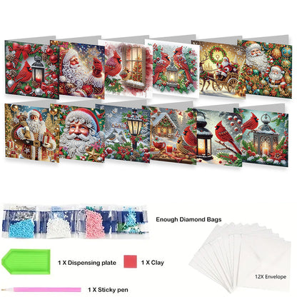 6/10/12 PCS DIY Diamond Art Greeting Cards Thank You Cards and Holiday Blessings