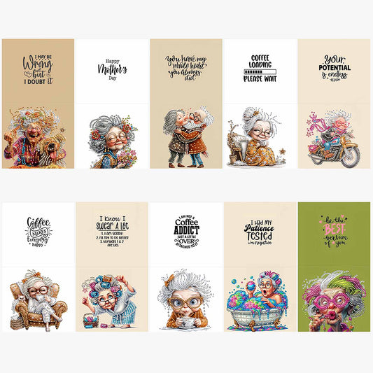 6/10/12 PCS DIY Diamond Art Greeting Cards Thank You Cards and Holiday Blessings