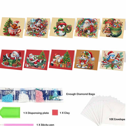 6/10/12 PCS DIY Diamond Art Greeting Cards Thank You Cards and Holiday Blessings
