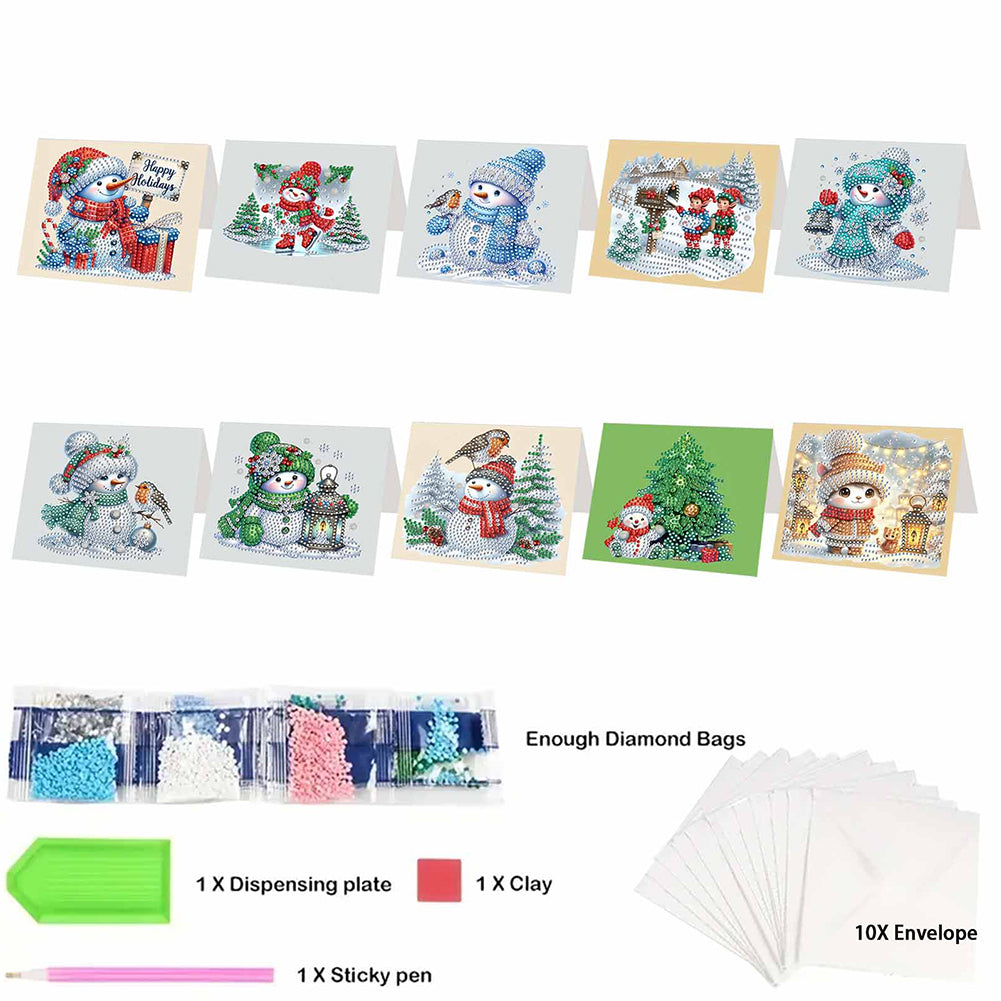 6/10/12 PCS DIY Diamond Art Greeting Cards Thank You Cards and Holiday Blessings