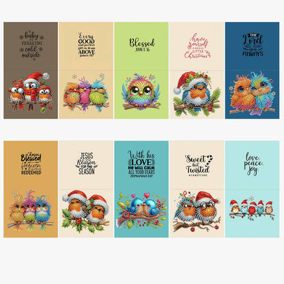 6/10/12 PCS DIY Diamond Art Greeting Cards Thank You Cards and Holiday Blessings