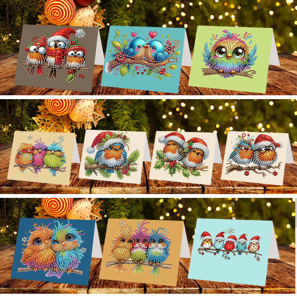 6/10/12 PCS DIY Diamond Art Greeting Cards Thank You Cards and Holiday Blessings