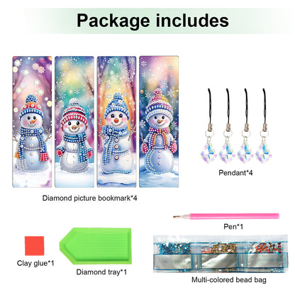 Christmas Winter Diamond Painting Diary Book with Crystal Pendant Bookmark Gifts