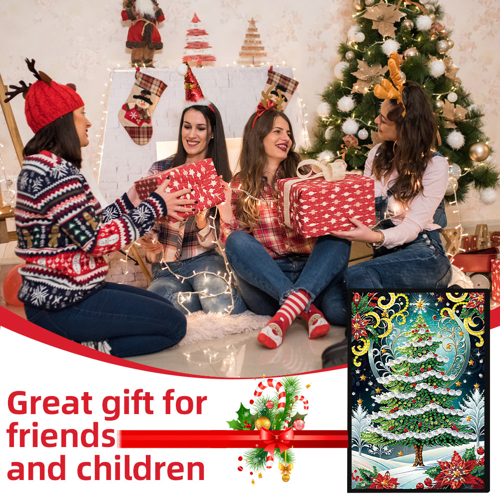 Christmas Winter Diamond Painting Diary Book with Crystal Pendant Bookmark Gifts