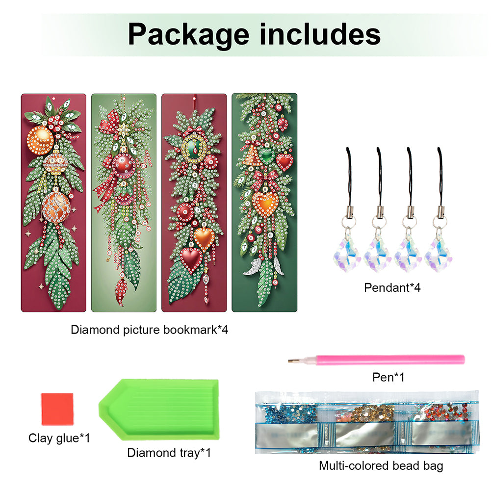 Christmas Winter Diamond Painting Diary Book with Crystal Pendant Bookmark Gifts