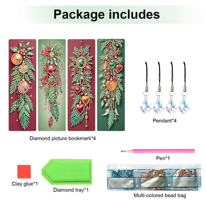 Christmas Winter Diamond Painting Diary Book with Crystal Pendant Bookmark Gifts