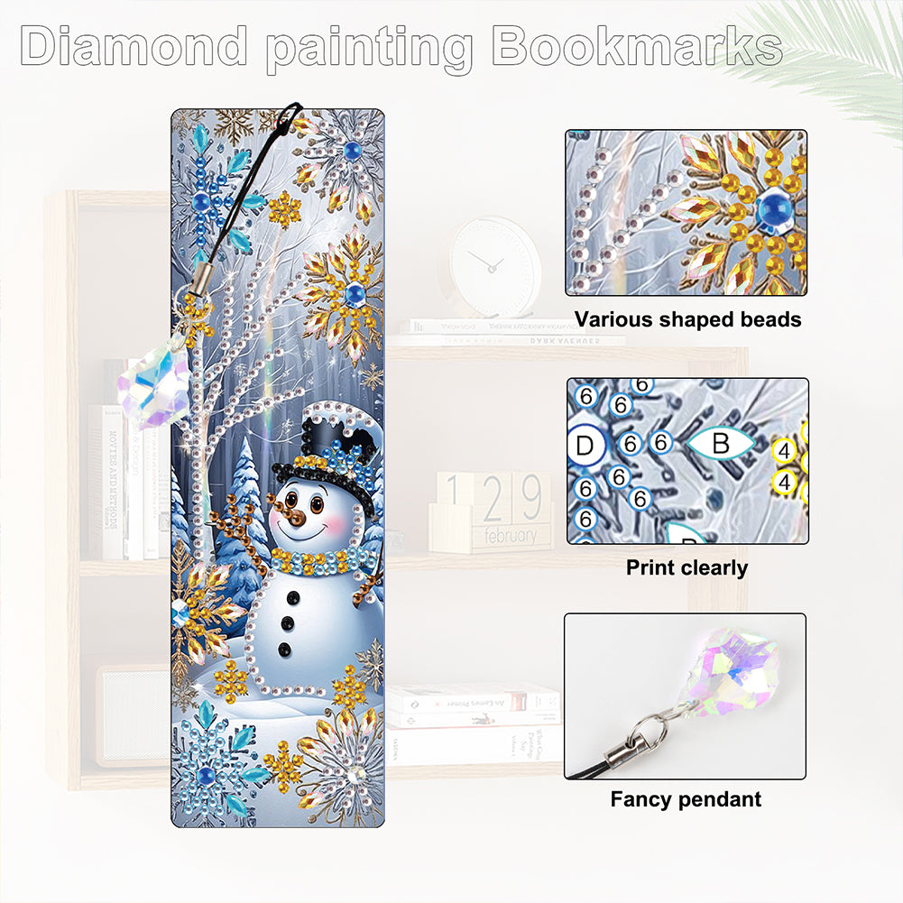 Christmas Winter Diamond Painting Diary Book with Crystal Pendant Bookmark Gifts