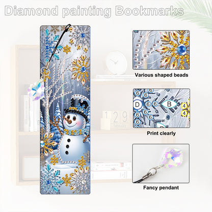 Christmas Winter Diamond Painting Diary Book with Crystal Pendant Bookmark Gifts