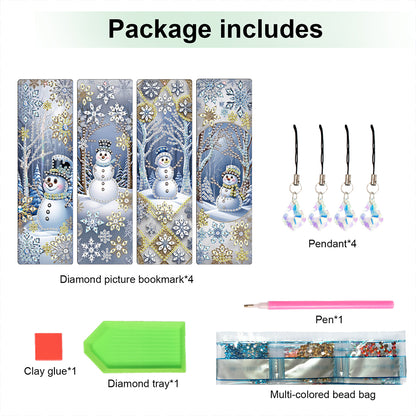 Christmas Winter Diamond Painting Diary Book with Crystal Pendant Bookmark Gifts