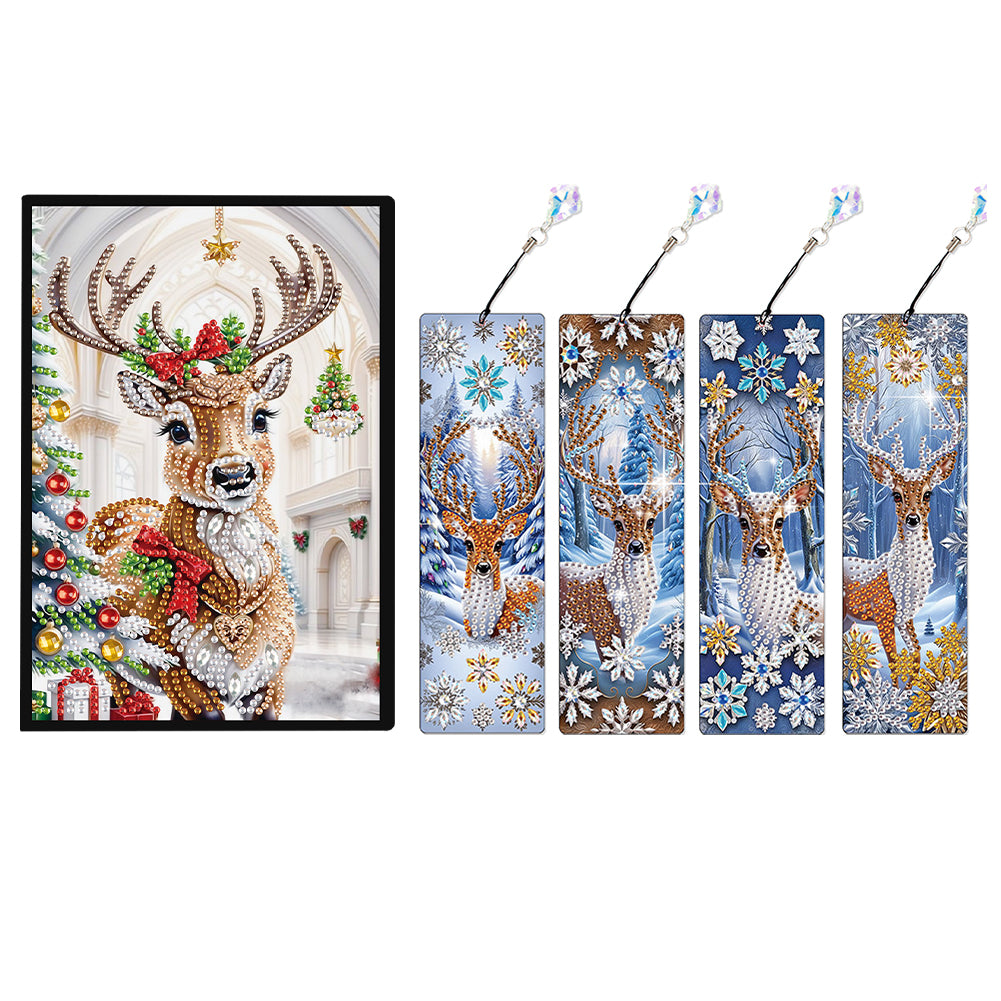 Christmas Winter Diamond Painting Diary Book with Crystal Pendant Bookmark Gifts