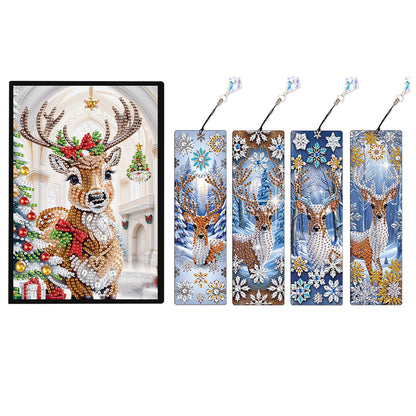 Christmas Winter Diamond Painting Diary Book with Crystal Pendant Bookmark Gifts