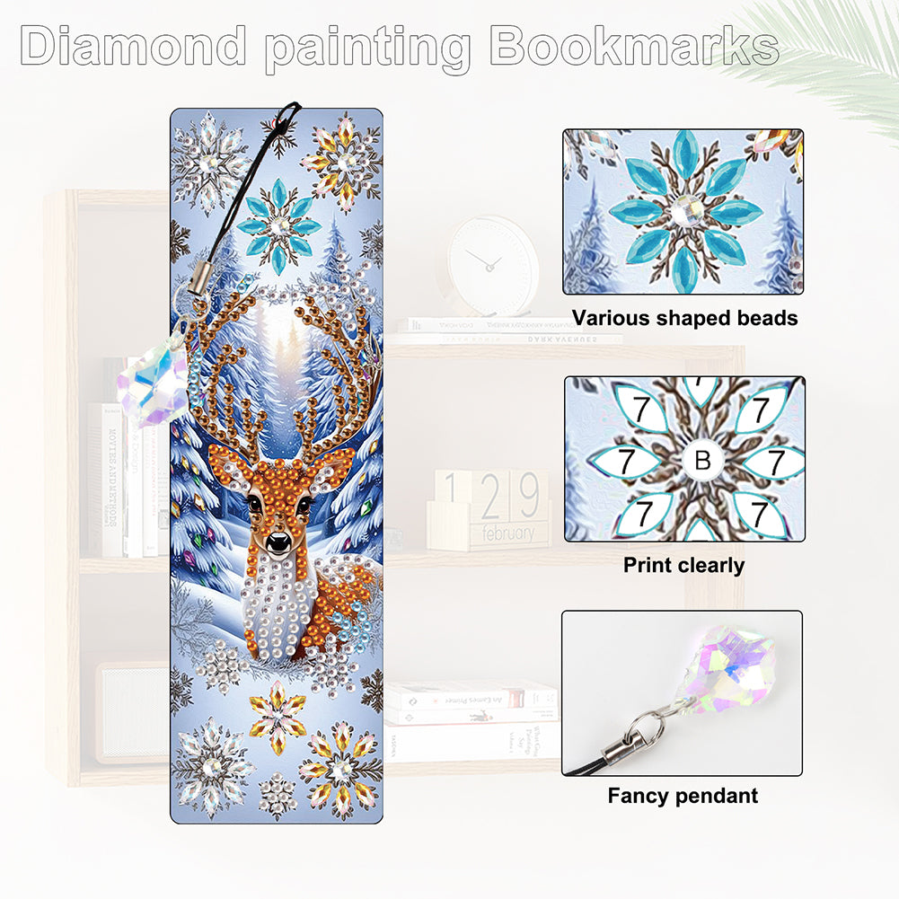 Christmas Winter Diamond Painting Diary Book with Crystal Pendant Bookmark Gifts