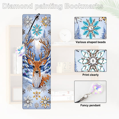 Christmas Winter Diamond Painting Diary Book with Crystal Pendant Bookmark Gifts