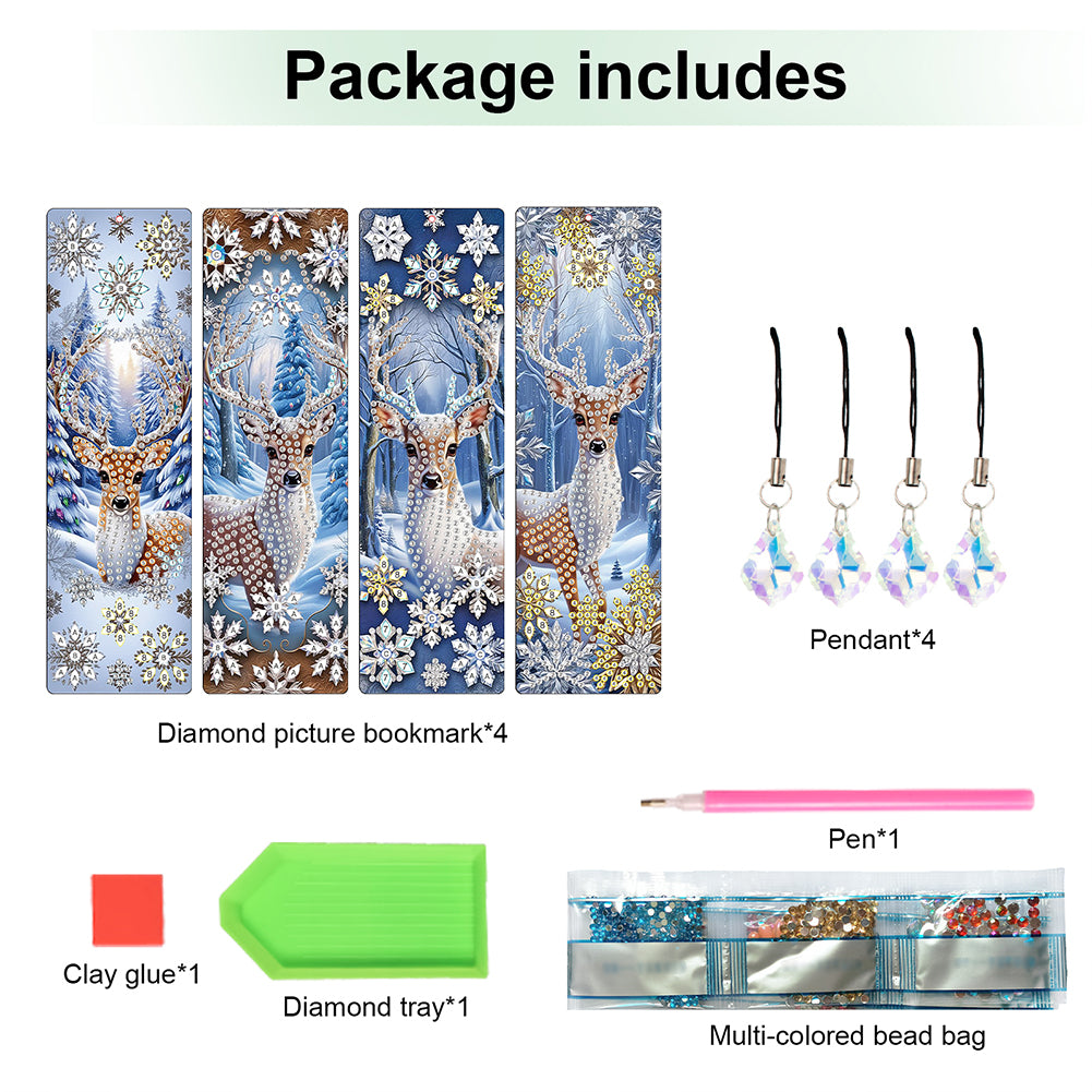 Christmas Winter Diamond Painting Diary Book with Crystal Pendant Bookmark Gifts