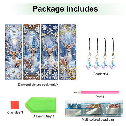 Christmas Winter Diamond Painting Diary Book with Crystal Pendant Bookmark Gifts