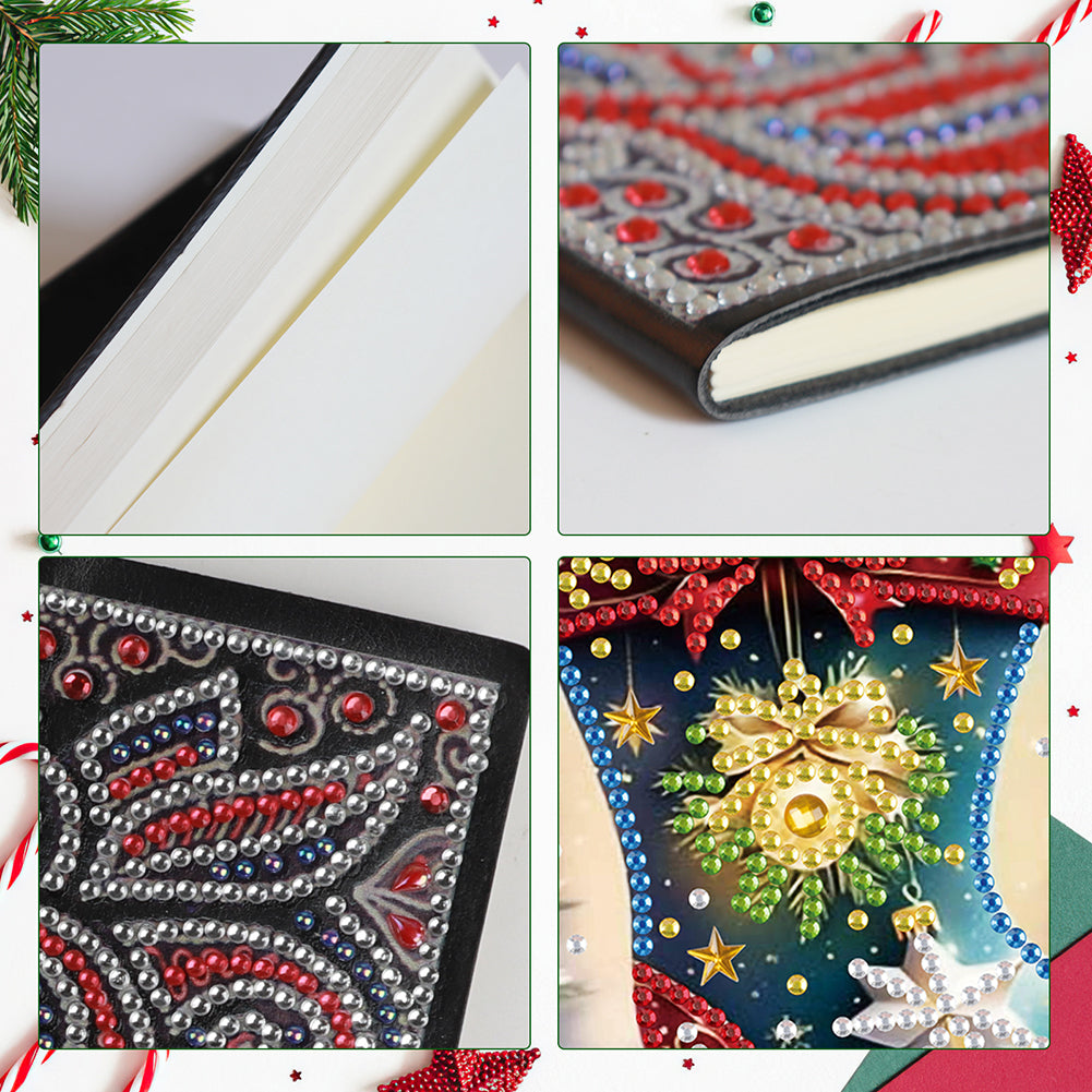 Christmas Winter Diamond Painting Diary Book with Crystal Pendant Bookmark Gifts