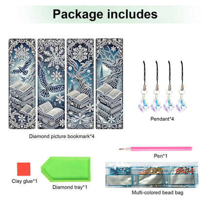 Christmas Winter Diamond Painting Diary Book with Crystal Pendant Bookmark Gifts