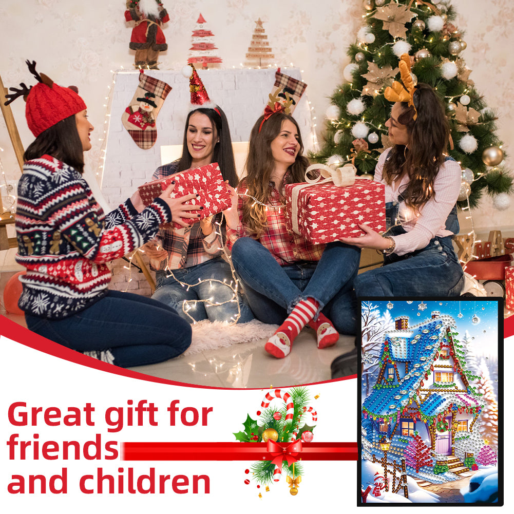 Christmas Winter Diamond Painting Diary Book with Crystal Pendant Bookmark Gifts