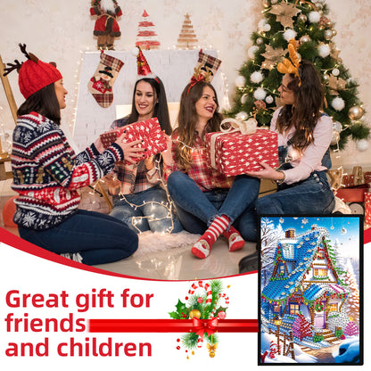 Christmas Winter Diamond Painting Diary Book with Crystal Pendant Bookmark Gifts