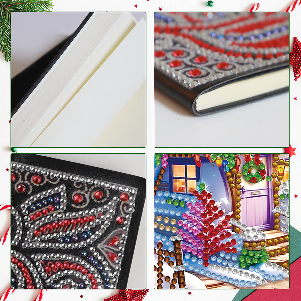 Christmas Winter Diamond Painting Diary Book with Crystal Pendant Bookmark Gifts