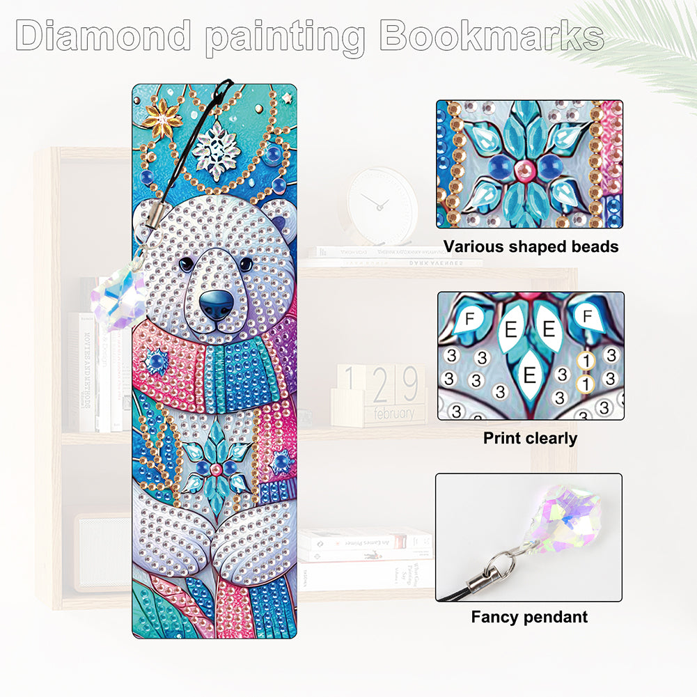 Christmas Winter Diamond Painting Diary Book with Crystal Pendant Bookmark Gifts