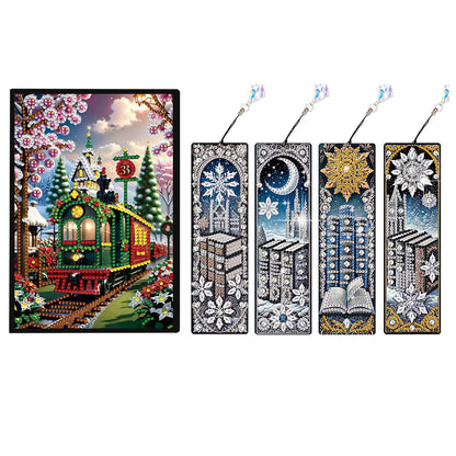 Christmas Winter Diamond Painting Diary Book with Crystal Pendant Bookmark Gifts