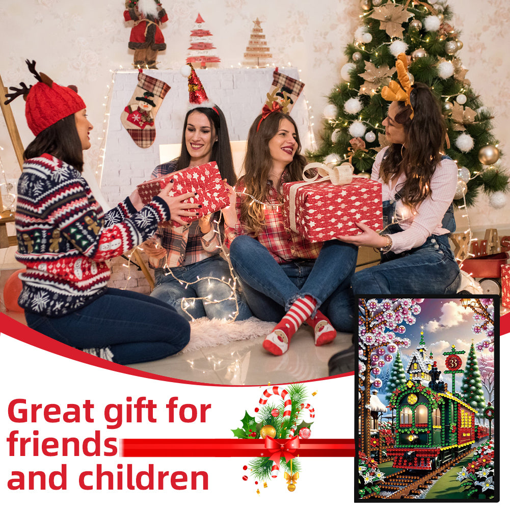 Christmas Winter Diamond Painting Diary Book with Crystal Pendant Bookmark Gifts