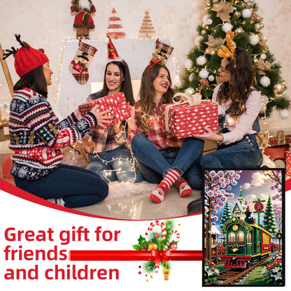 Christmas Winter Diamond Painting Diary Book with Crystal Pendant Bookmark Gifts