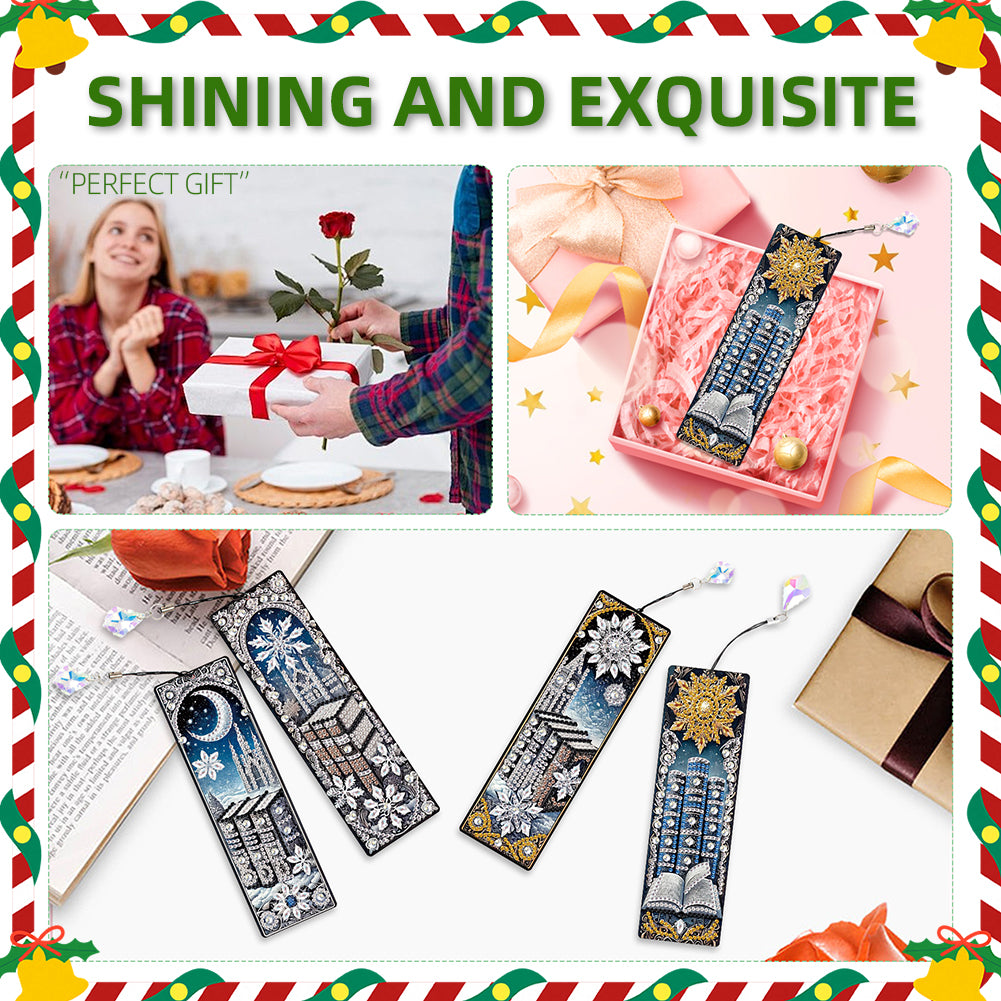 Christmas Winter Diamond Painting Diary Book with Crystal Pendant Bookmark Gifts