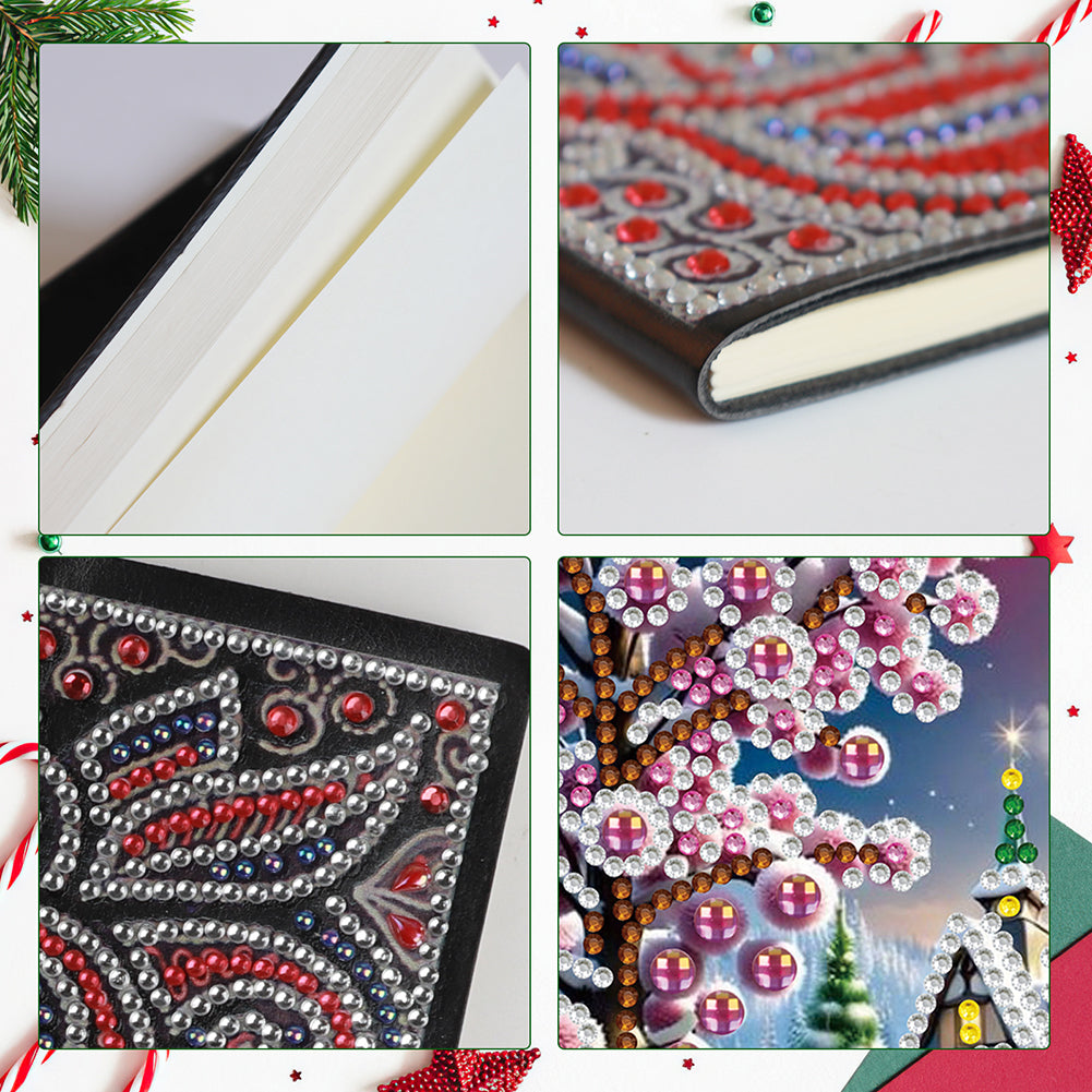 Christmas Winter Diamond Painting Diary Book with Crystal Pendant Bookmark Gifts
