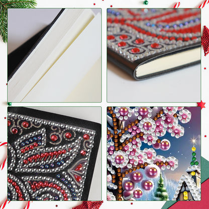 Christmas Winter Diamond Painting Diary Book with Crystal Pendant Bookmark Gifts