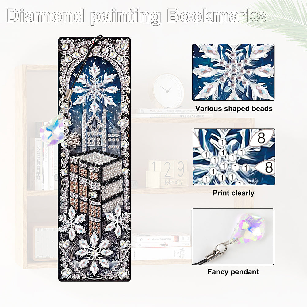 Christmas Winter Diamond Painting Diary Book with Crystal Pendant Bookmark Gifts