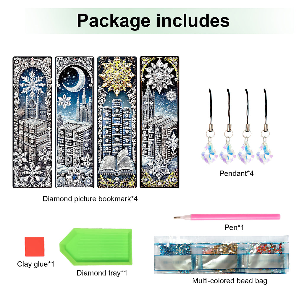Christmas Winter Diamond Painting Diary Book with Crystal Pendant Bookmark Gifts