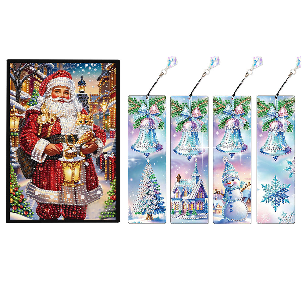 Christmas Winter Diamond Painting Diary Book with Crystal Pendant Bookmark Gifts