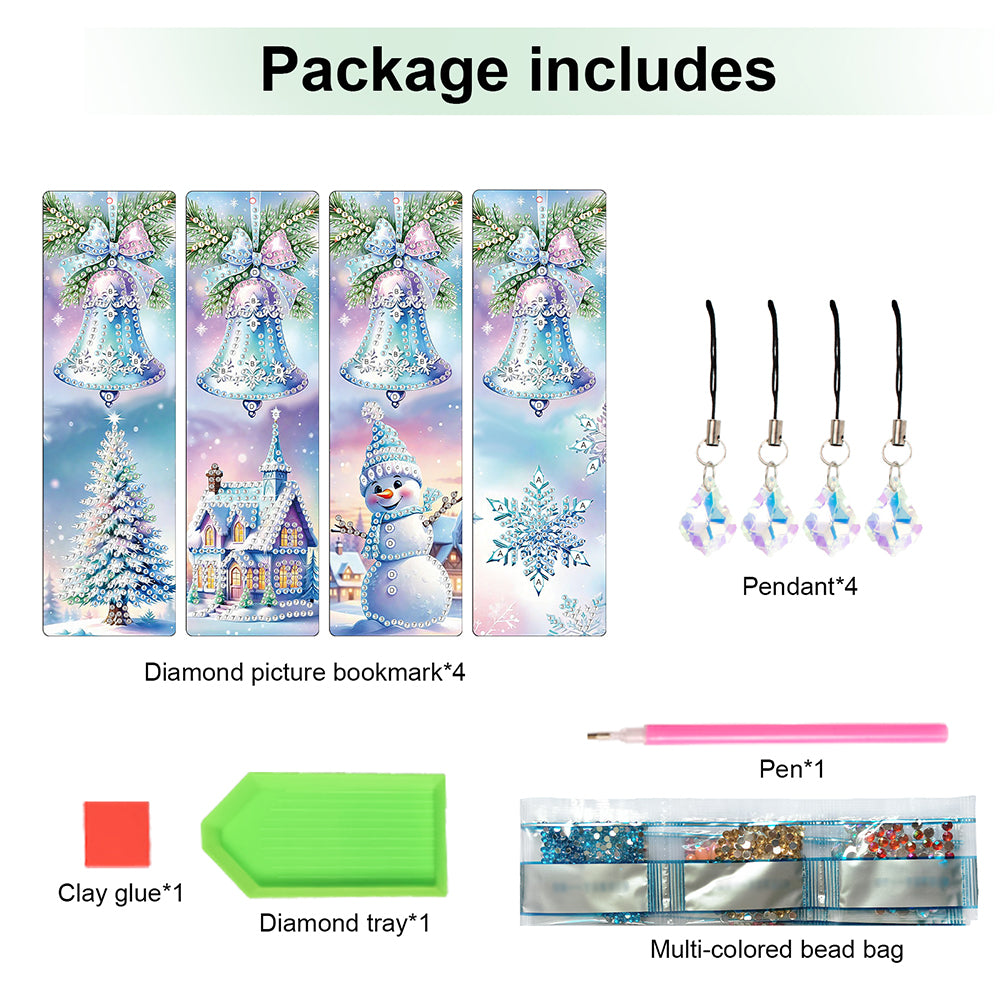 Christmas Winter Diamond Painting Diary Book with Crystal Pendant Bookmark Gifts