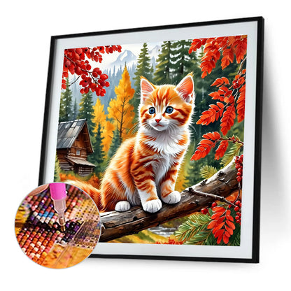 Autumn Cat - Full Round Drill Diamond Painting 40*40CM