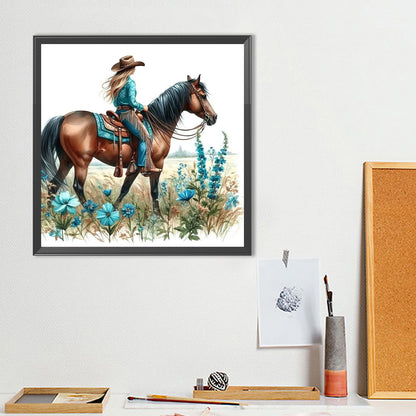 Cowboy Girl On Horseback - Full Round Drill Diamond Painting 40*40CM