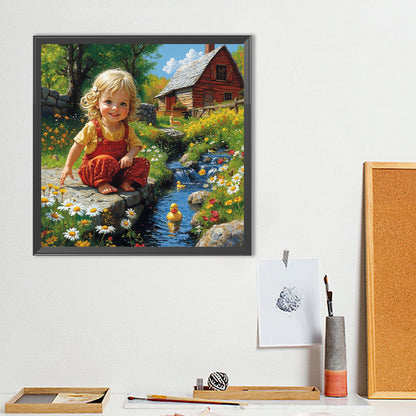 Cute Little Girl - Full Round Drill Diamond Painting 40*40CM
