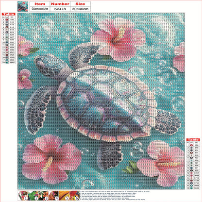 Flower Turtle - Full Round Drill Diamond Painting 30*40CM