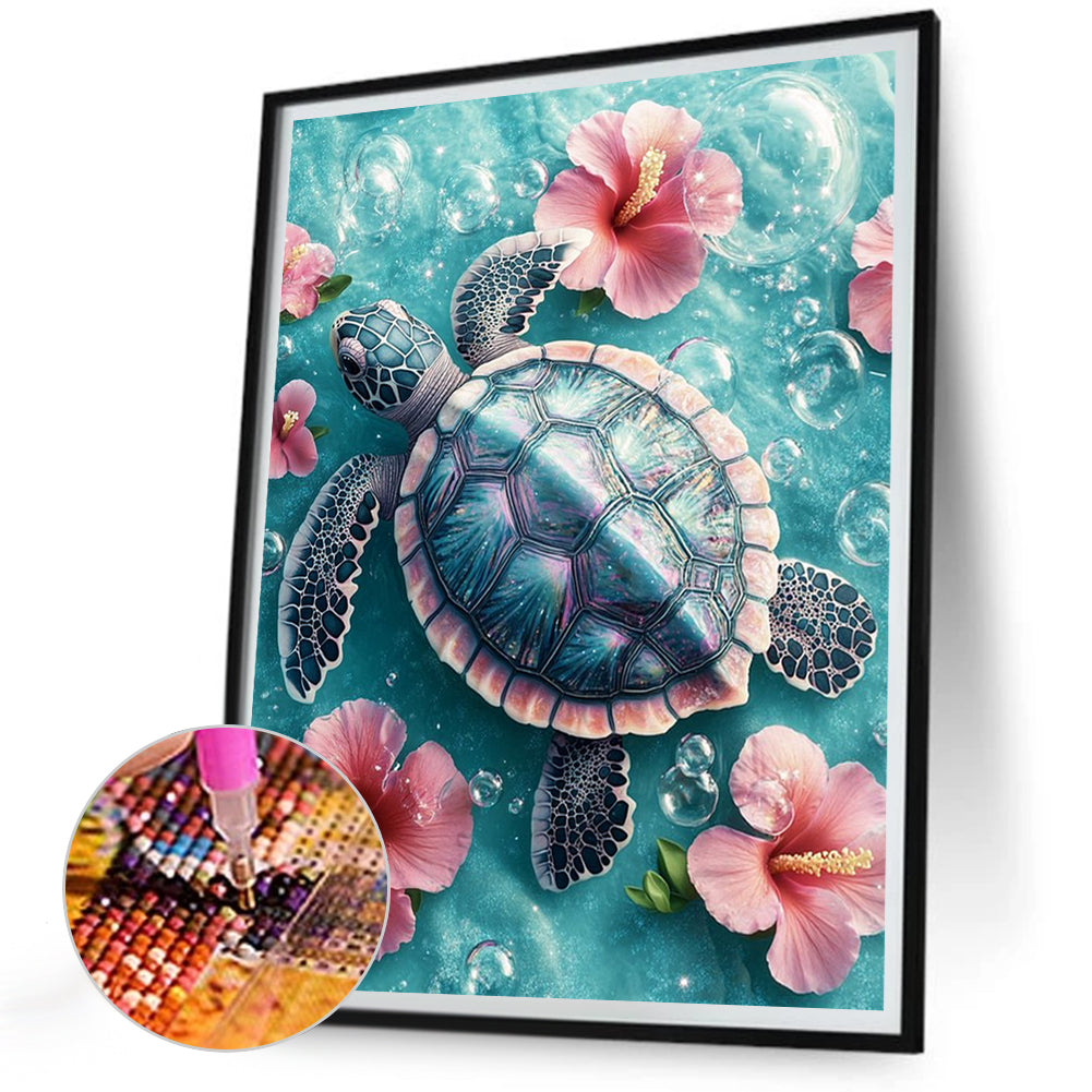 Flower Turtle - Full Round Drill Diamond Painting 30*40CM