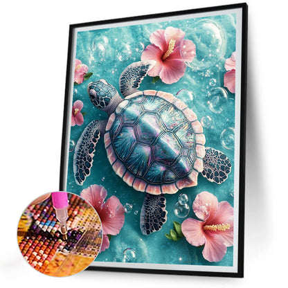 Flower Turtle - Full Round Drill Diamond Painting 30*40CM