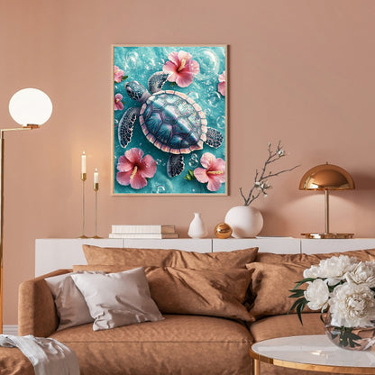 Flower Turtle - Full Round Drill Diamond Painting 30*40CM