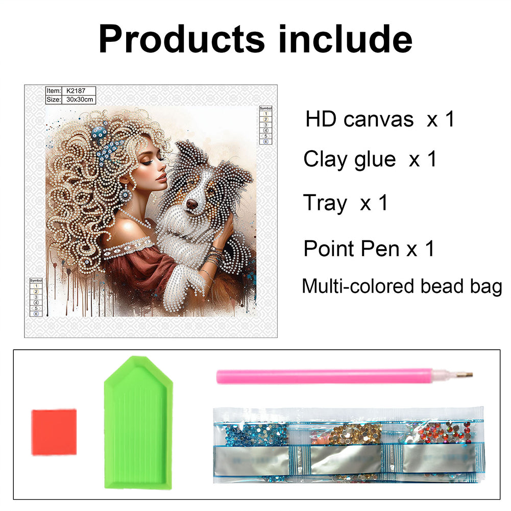 Girl And Puppy - Special Shaped Drill Diamond Painting 30*30CM