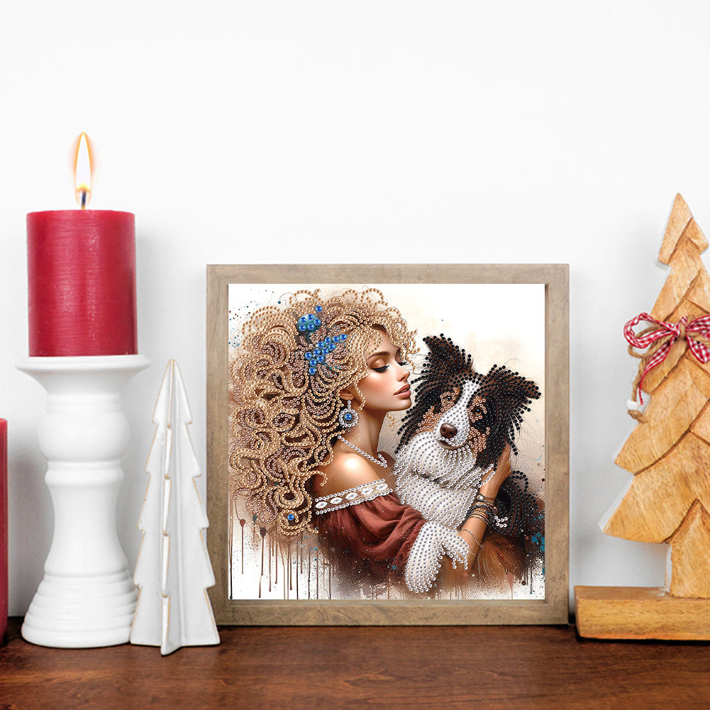 Girl And Puppy - Special Shaped Drill Diamond Painting 30*30CM