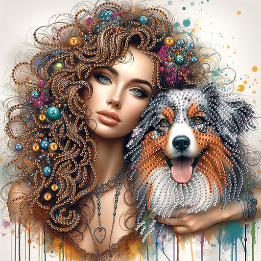Girl And Puppy - Special Shaped Drill Diamond Painting 30*30CM