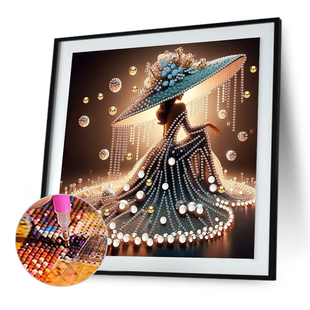 Elegant Lady In Top Hat - Special Shaped Drill Diamond Painting 30*30CM