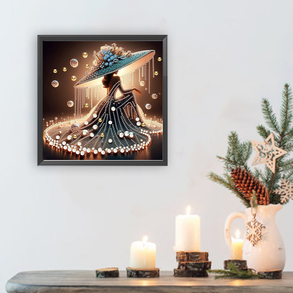 Elegant Lady In Top Hat - Special Shaped Drill Diamond Painting 30*30CM