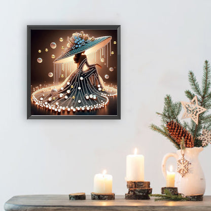 Elegant Lady In Top Hat - Special Shaped Drill Diamond Painting 30*30CM